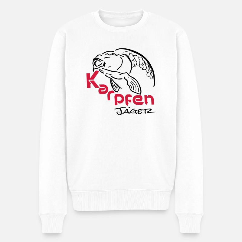 Karpfenjäger - Männer Premium Bio Pullover - Weiß