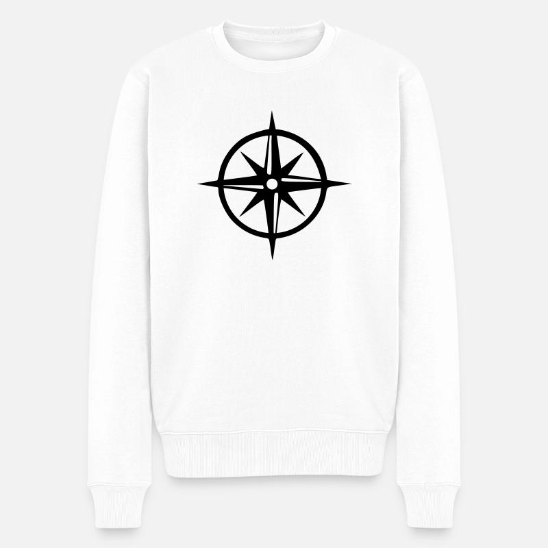Kompass - Männer Premium Bio Pullover - Weiß