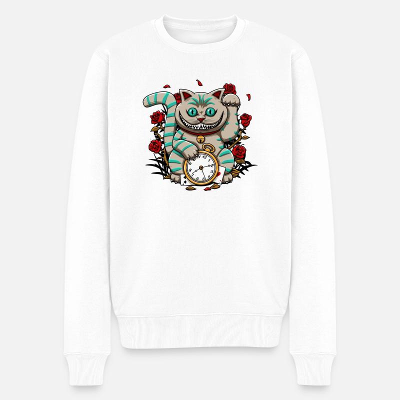 Cheshire Maneki - Männer Premium Bio Pullover - Weiß
