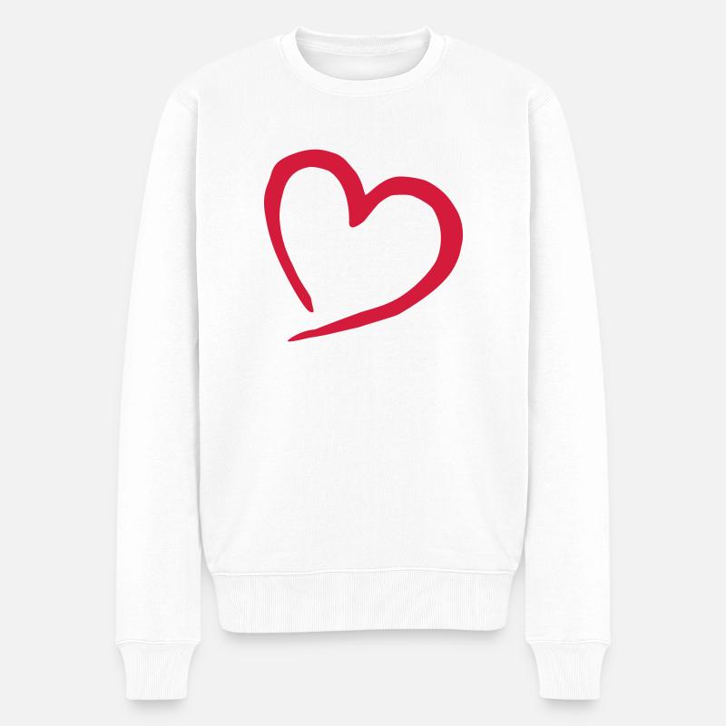 herz - Männer Premium Bio Pullover - Weiß