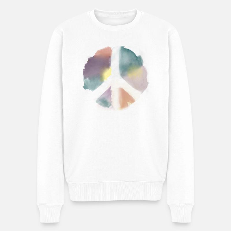 Water Color Peace Aquarell - Männer Premium Bio Pullover - Weiß