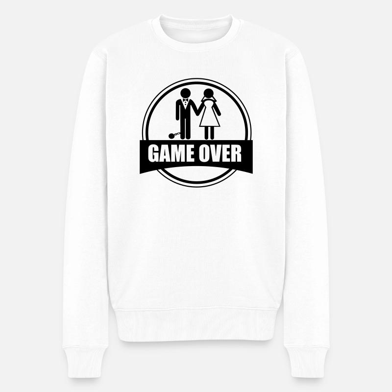 Game over - Stag do - Hen party - Funny - Männer Premium Bio Pullover - Weiß