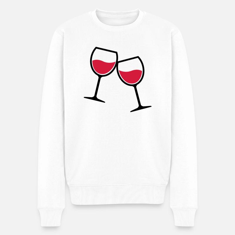 Zwei Weingläser anstoßen - Männer Premium Bio Pullover - Weiß