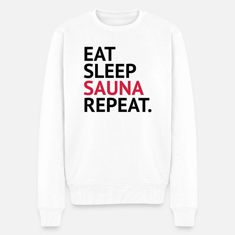 eatsleep sauna repeat - Männer Premium Bio Pullover - Weiß