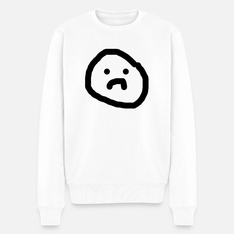 Trauriges Gesicht - Männer Premium Bio Pullover - Weiß
