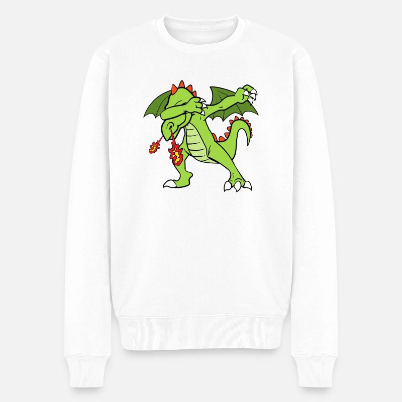Dabbing Dab Dragon - Pull Premium bio Homme - blanc