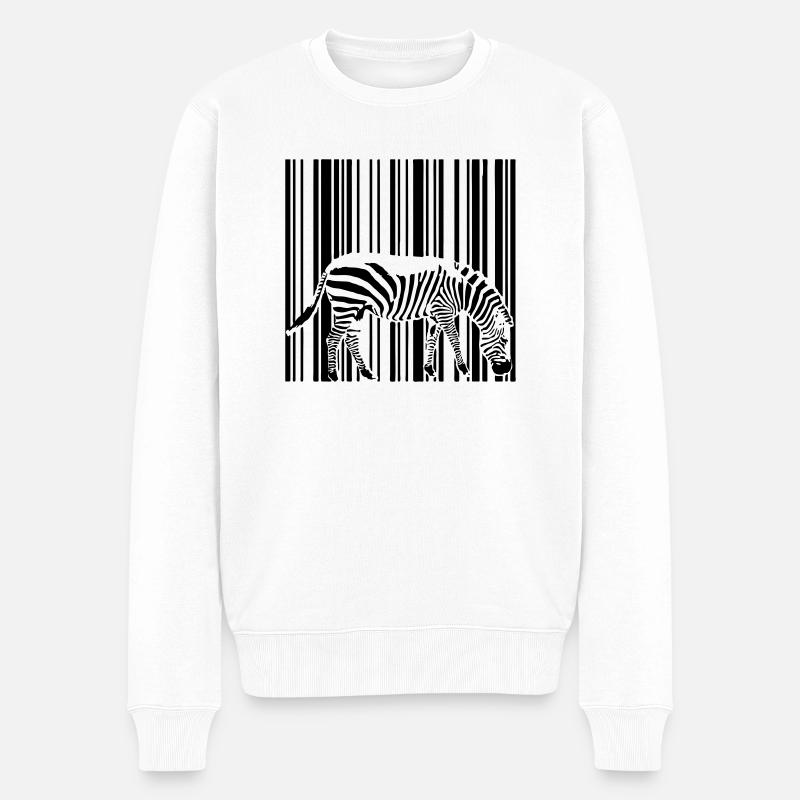Barcode Zebra - Männer Premium Bio Pullover - Weiß