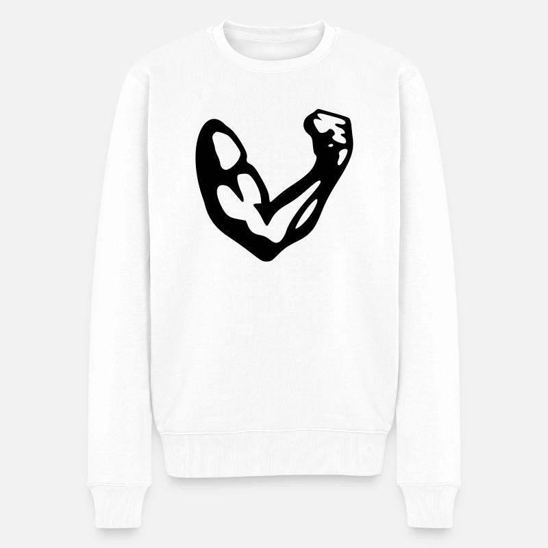 Bizeps Vektor - Männer Premium Bio Pullover - Weiß