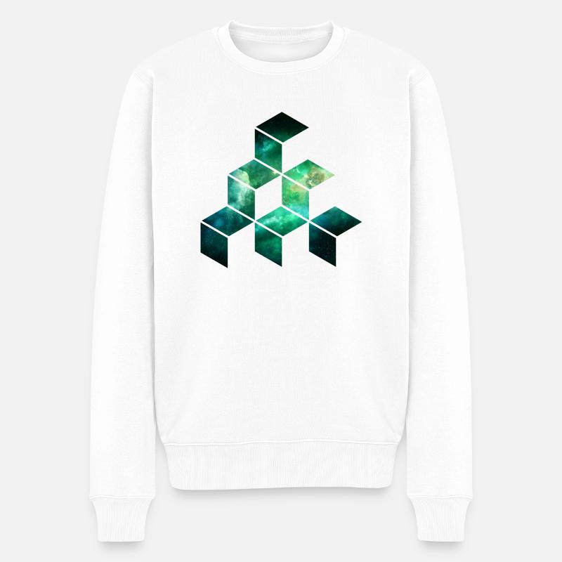 Würfel Universum Geometrisch Muster - Männer Premium Bio Pullover - Weiß