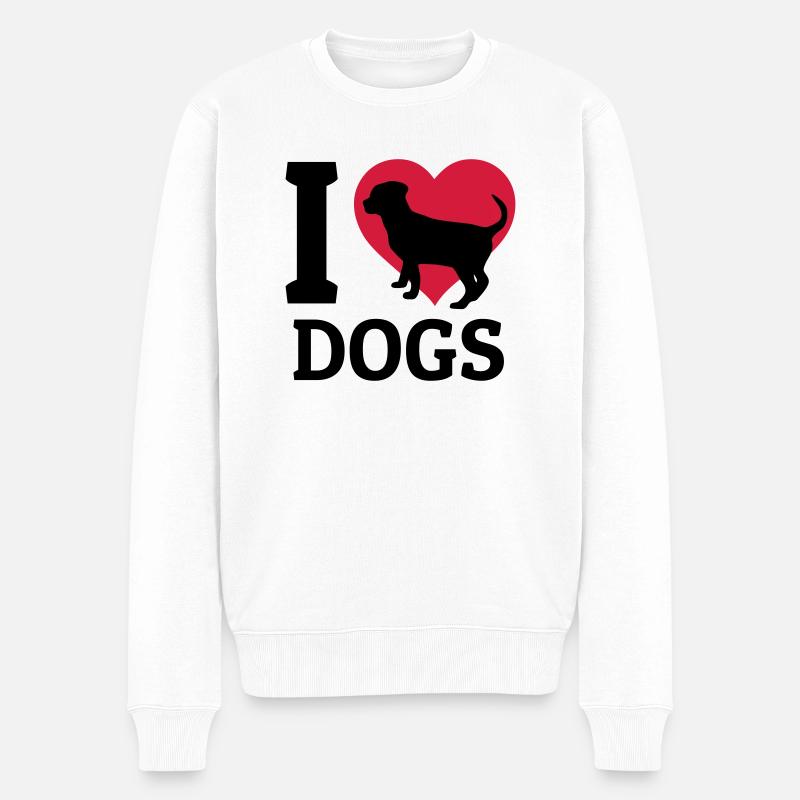 I love dogs - Männer Premium Bio Pullover - Weiß