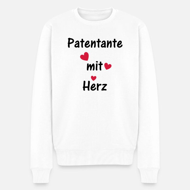 Patentante mit Herz - Männer Premium Bio Pullover - Weiß