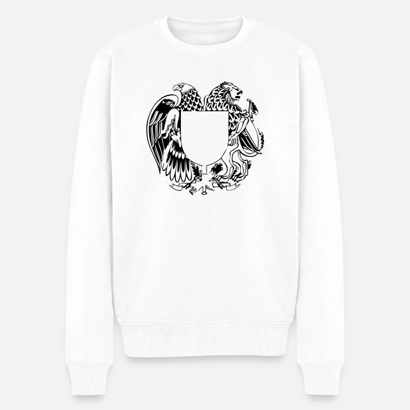 Adler und Löwe mit Schild - Pull Premium bio Homme - blanc