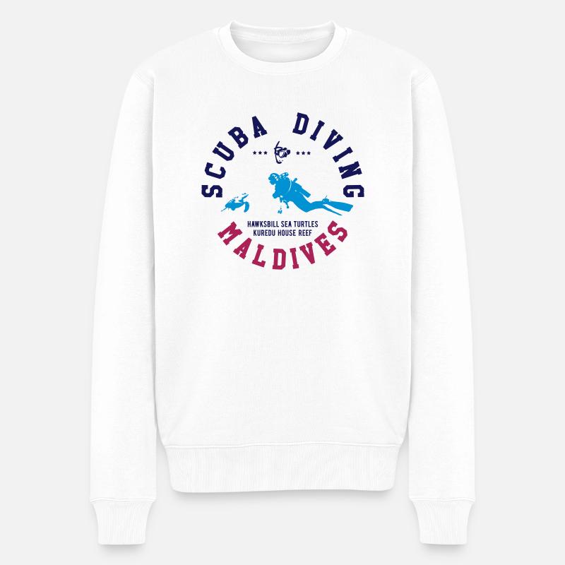 MALDIVES SCUBA DIVING - Männer Premium Bio Pullover - Weiß
