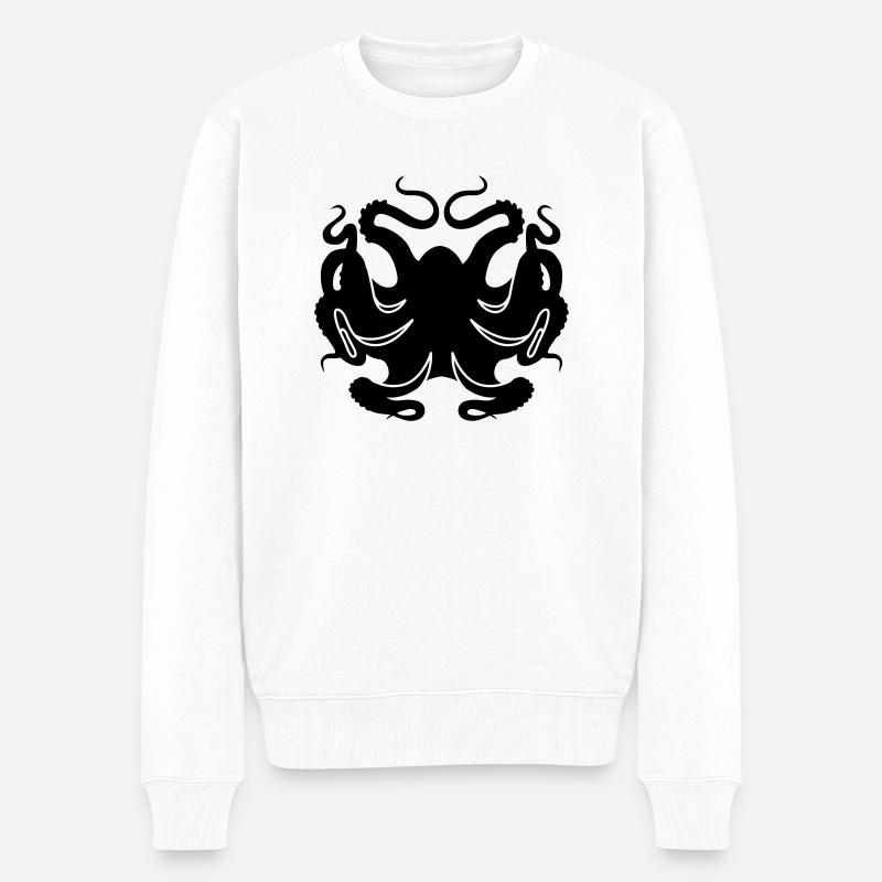 Krake - Männer Premium Bio Pullover - Weiß