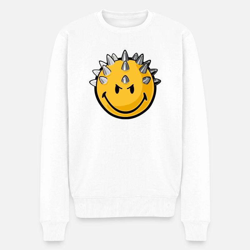 Smiley metallhead - Pull Premium bio Homme - blanc