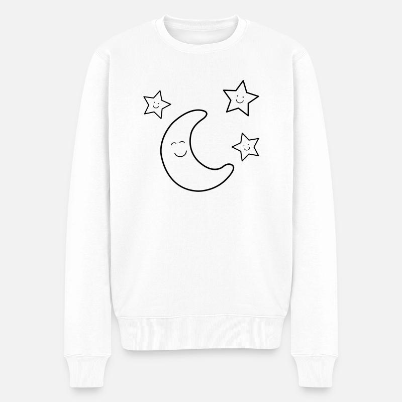 mond_sterne_01 - Männer Premium Bio Pullover - Weiß