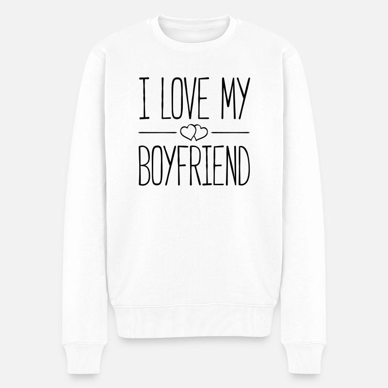 i love my boyfriend hearts - Männer Premium Bio Pullover - Weiß