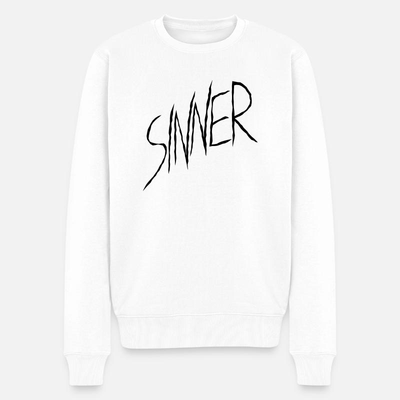 Sinner Text Design - Männer Premium Bio Pullover - Weiß
