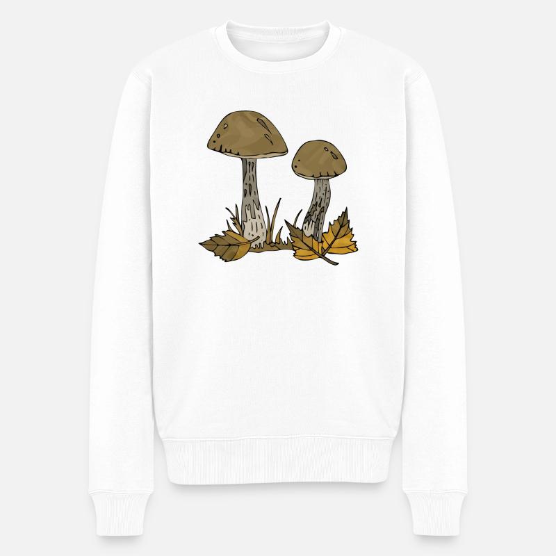 Pilze - Männer Premium Bio Pullover - Weiß