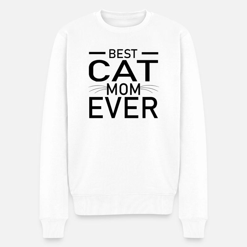 Cat Katze - Männer Premium Bio Pullover - Weiß