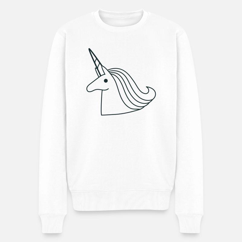Einhornkopf - Männer Premium Bio Pullover - Weiß