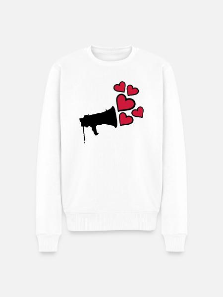 Dear Megafon Heart Design - Men's Premium Organic Jumper - white