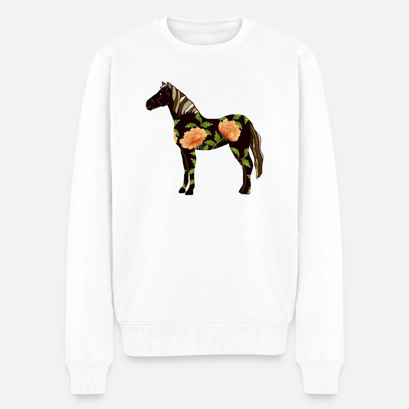 Pferd - Männer Premium Bio Pullover - Weiß