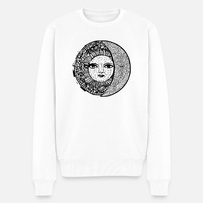 Sonne Mond Mosaik Astrologie mystisch Symbol 06 - Männer Premium Bio Pullover - Weiß