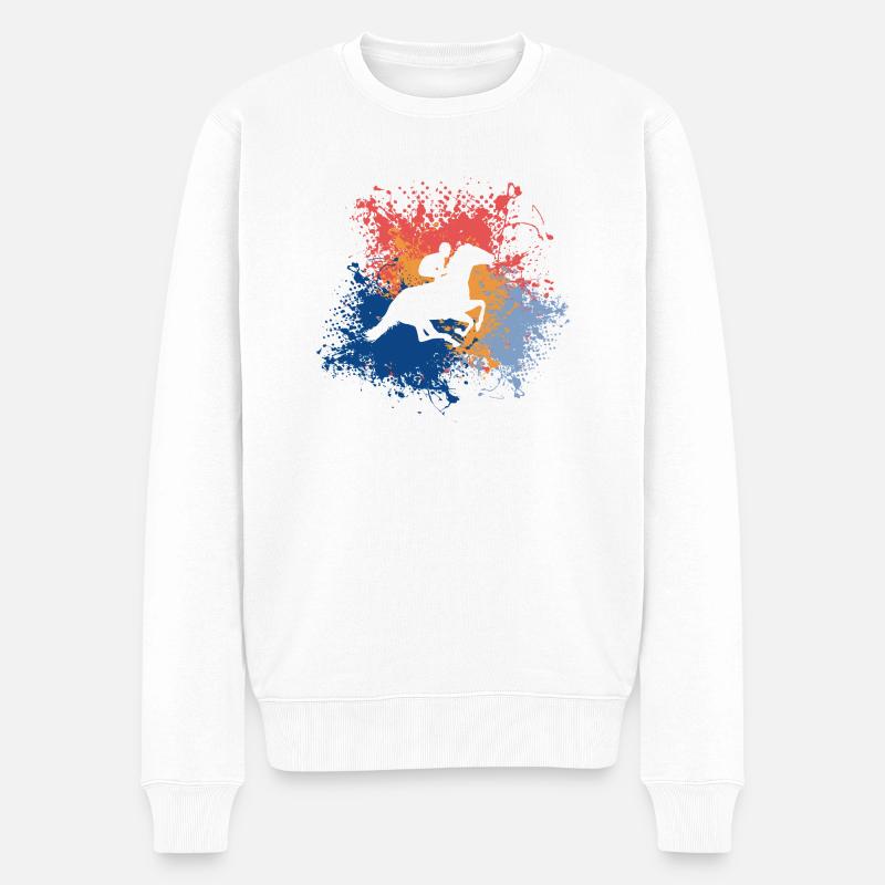 cavalier équitation rétro - Pull Premium bio Homme - blanc
