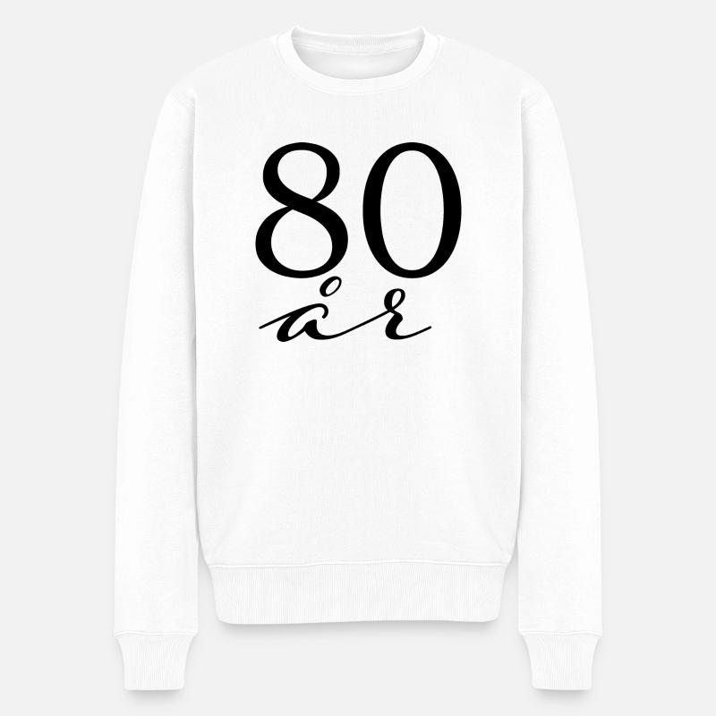 80 Jahre - Männer Premium Bio Pullover - Weiß