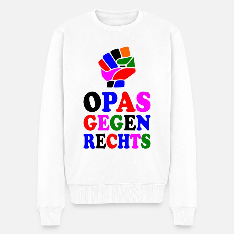 Opas gegen rechts - Männer Premium Bio Pullover - Weiß