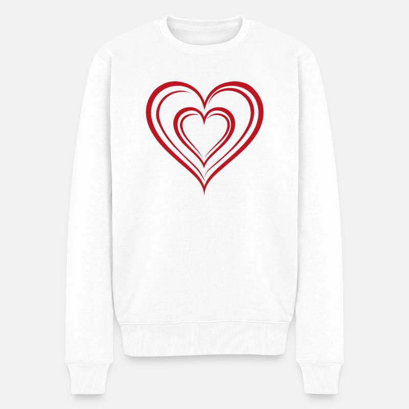 Herz - Männer Premium Bio Pullover - Weiß