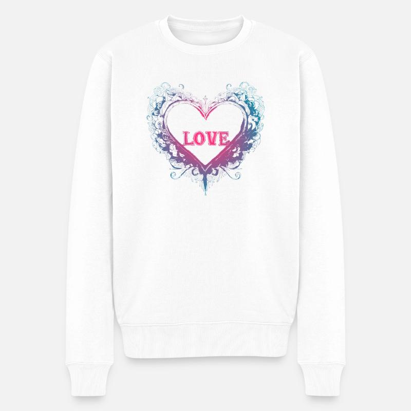 💞 Liebe 💞 - 1 - Männer Premium Bio Pullover - Weiß