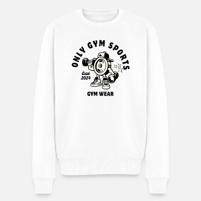 only gmy sport - Männer Premium Bio Pullover - Weiß