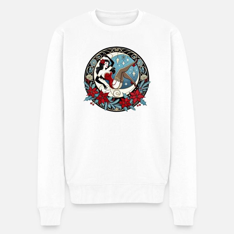 Weihnachts-Pinup - Männer Premium Bio Pullover - Weiß