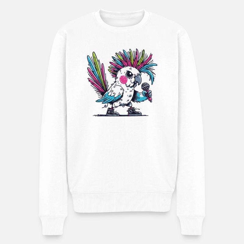 Punk Kakadu mit Irokesenschnitt - Männer Premium Bio Pullover - Weiß