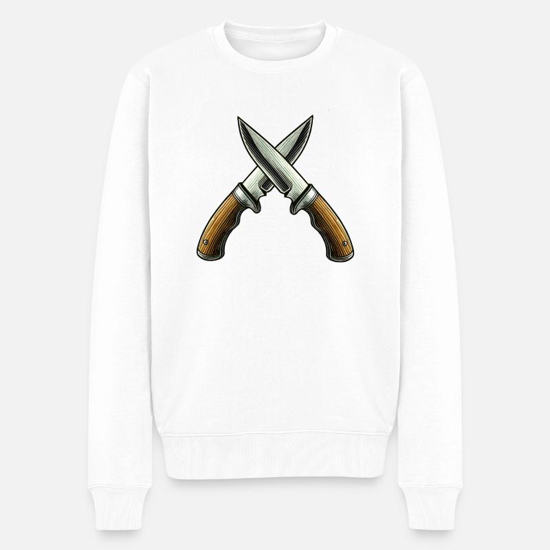 Messer - Männer Premium Bio Pullover - Weiß