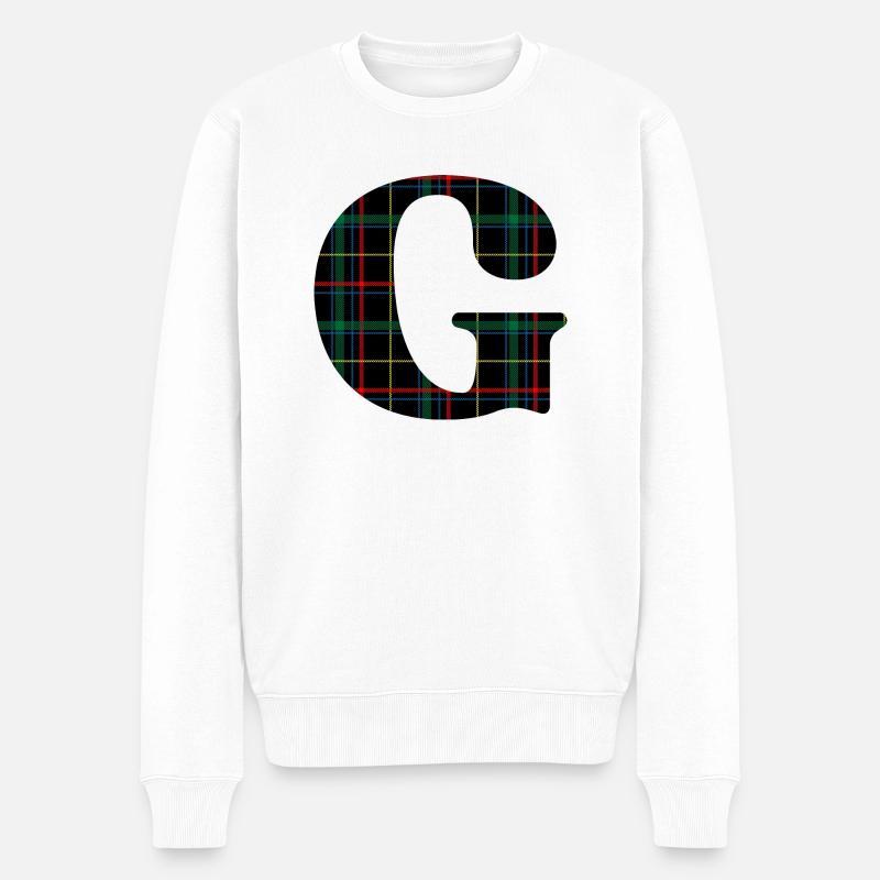Monogramme g tartan écossais - Pull Premium bio Homme - blanc