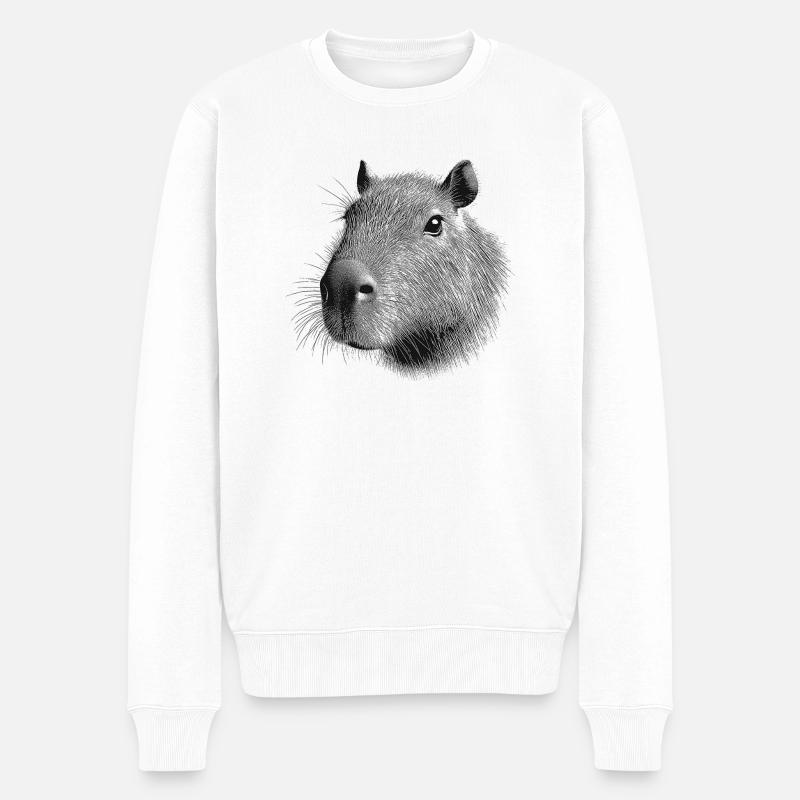 Capybara - Männer Premium Bio Pullover - Weiß
