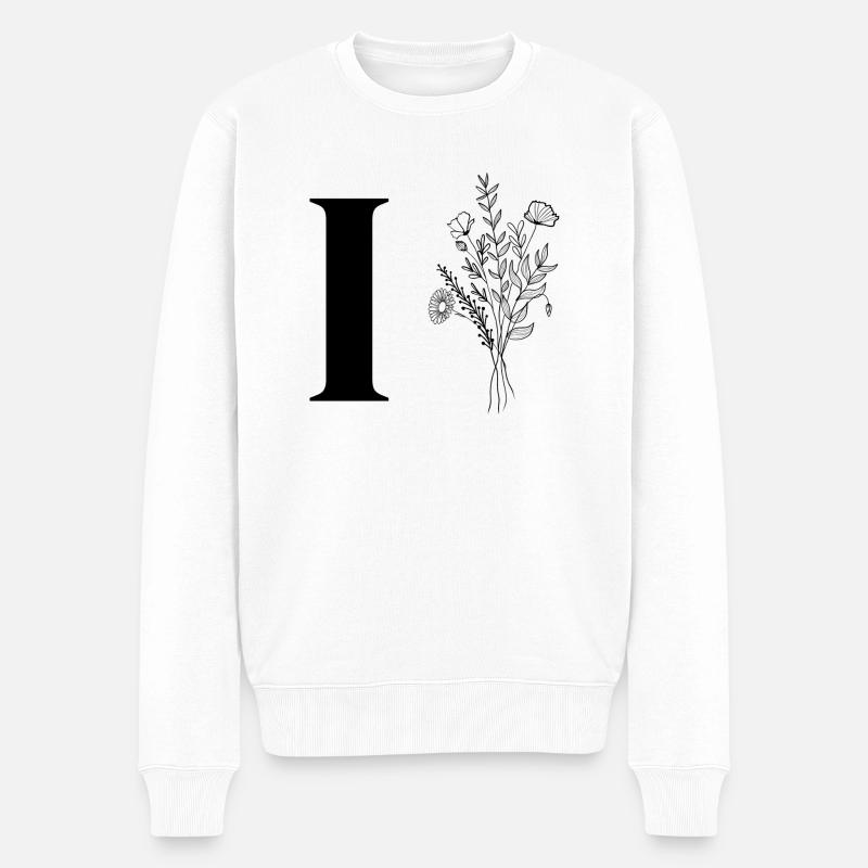 Minimalistische Blumen - Männer Premium Bio Pullover - Weiß