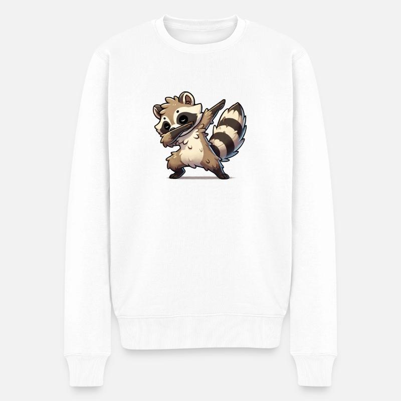 waschbär dabbing - Männer Premium Bio Pullover - Weiß
