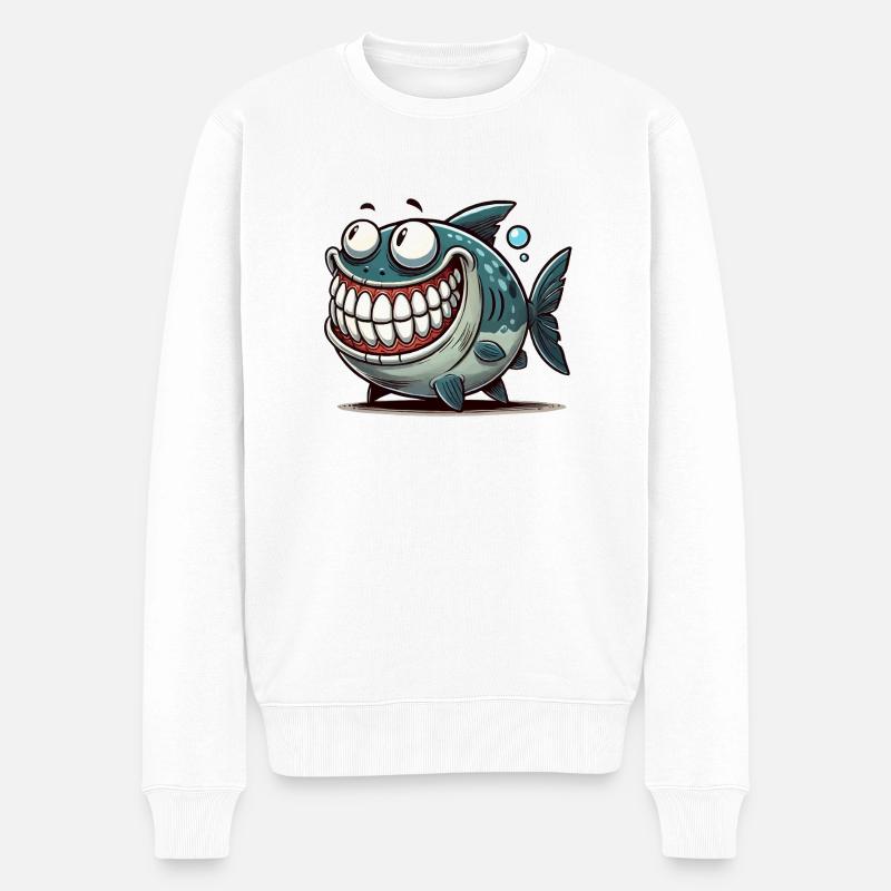 piranha comic - Männer Premium Bio Pullover - Weiß