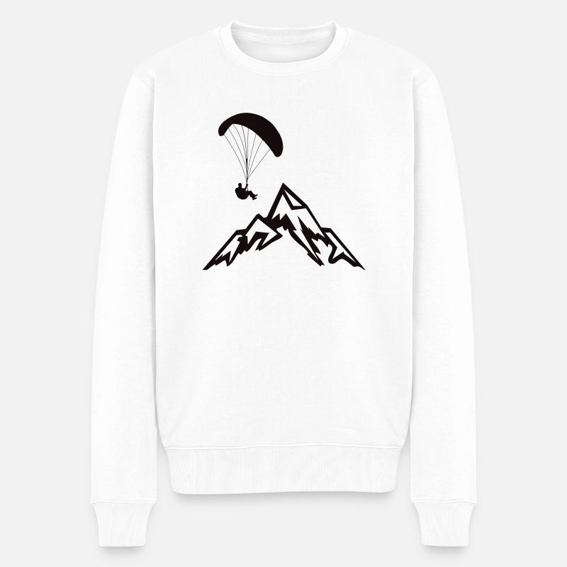 Gleitschirmflieger Fallschirmspringer Berge - Männer Premium Bio Pullover - Weiß
