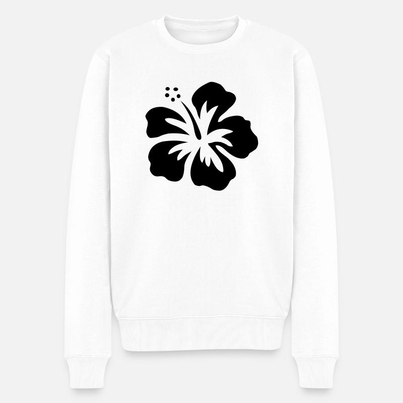 hibiskusblüte - Männer Premium Bio Pullover - Weiß