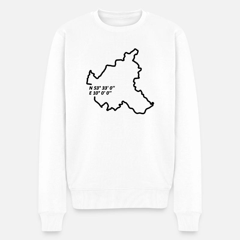 Hamburg Umriss mit Koordinaten - Männer Premium Bio Pullover - Weiß