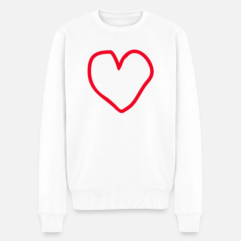 Heart - Männer Premium Bio Pullover - Weiß