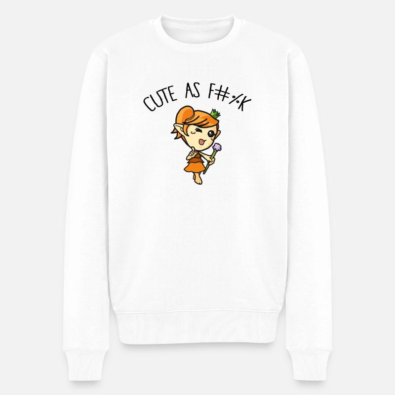 Cute as fuck - Männer Premium Bio Pullover - Weiß