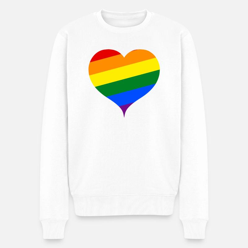 LGBT PRIDE coeur - Pull Premium bio Homme - blanc