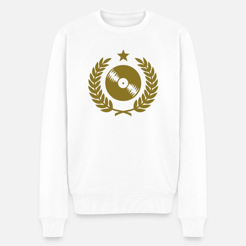 Lorbeerkranz (Vinyl) - Männer Premium Bio Pullover - Weiß