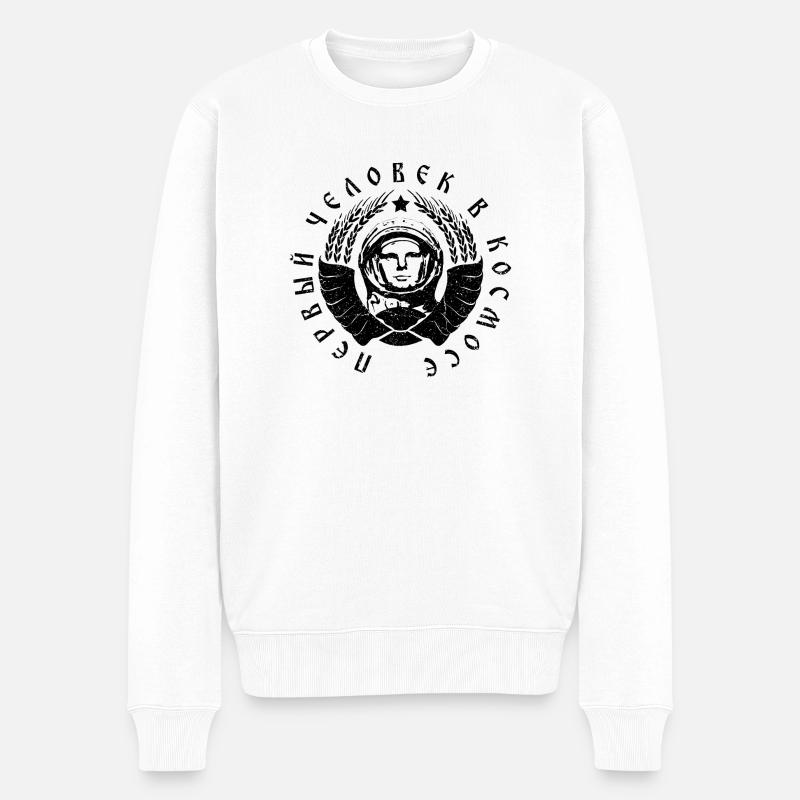 Cosmonaute 1c noir (à l'ancienne) - Pull Premium bio Homme - blanc